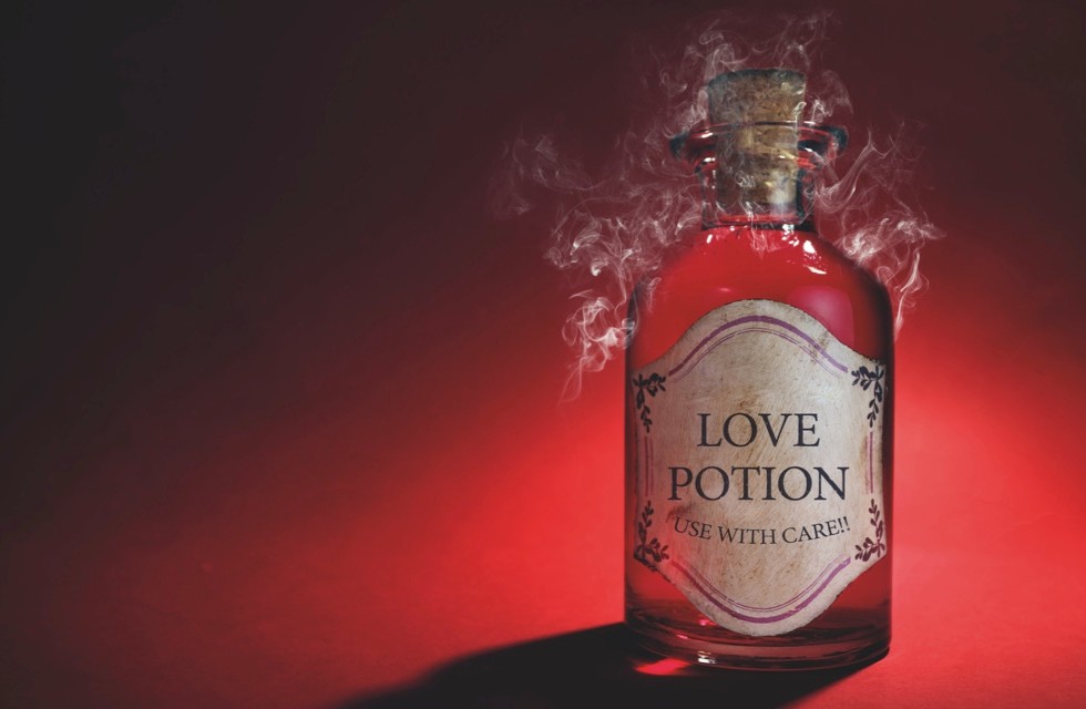 Love potion bottle, concept for dating, romance and valentine's day